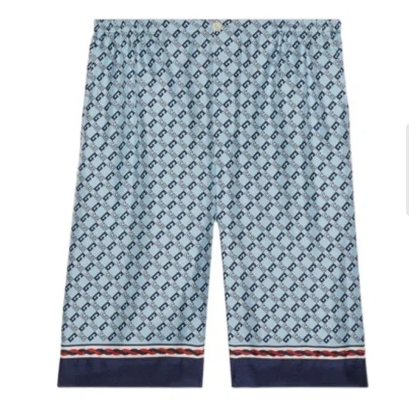 NWT GUCCI GG-PRINTSILKBLUE SHORTS Designer Sz 46 - US Sz S